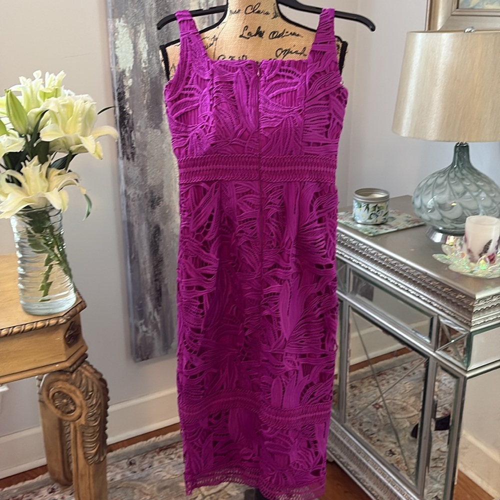 ANTONIO MELANI Purple lace designer dress wedding guest cruise sundress XS 0